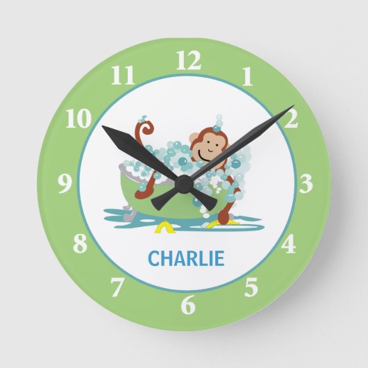サルの入ったお風呂掛け – サルの浴室時計 ラウンド壁時計 (正面)