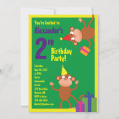 サルの動物の子のバースデーパーティ招待状 招待状 (正面)