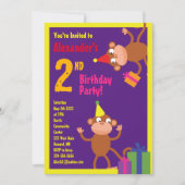 サルの動物の子のバースデーパーティ招待状 招待状 (正面)