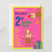 サルの動物の子のバースデーパーティ招待状 招待状 (正面)