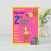 サルの動物の子のバースデーパーティ招待状 招待状 (スタンド正面)