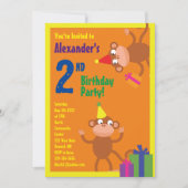 サルの動物の子のバースデーパーティ招待状 招待状 (正面)