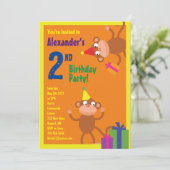 サルの動物の子のバースデーパーティ招待状 招待状 (スタンド正面)