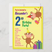 サルの動物の子のバースデーパーティ招待状 招待状 (正面)