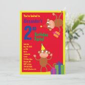 サルの動物の子のバースデーパーティ招待状 招待状 (スタンド正面)