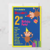 サルの動物の子のバースデーパーティ招待状 招待状 (正面)