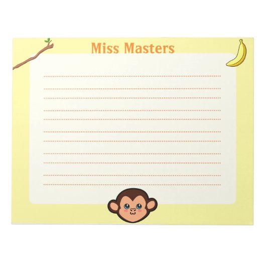 サルの動物をテーマにしたノートパッパーソナライズされたド ノートパッド (正面)