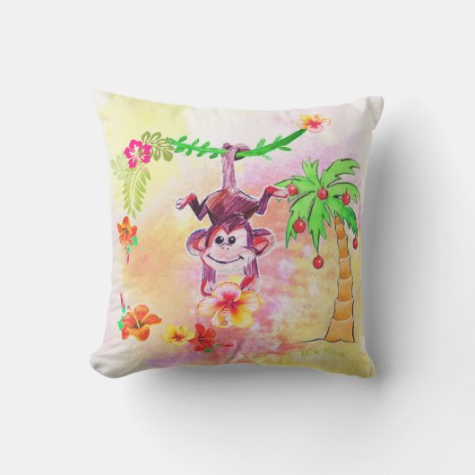 サルの壁時計をジオン アウトドアクッション (正面)