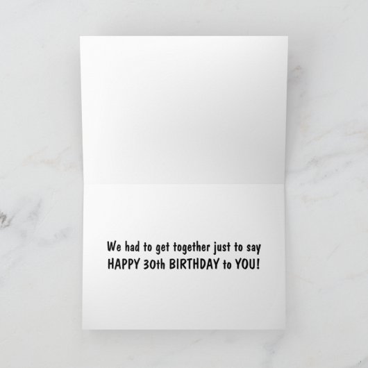 サルの家族が30歳の誕生日を祝う カード (内部)