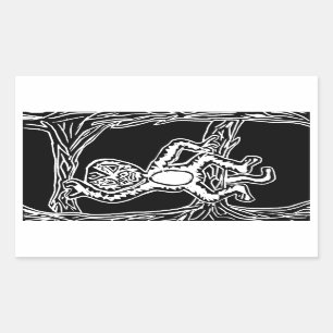 サルの木版画 長方形シール