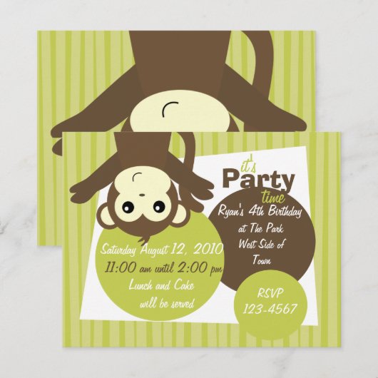 サルの横倒し 招待状 (正面/裏面)