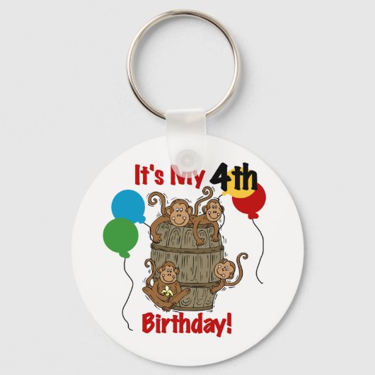 サルの樽4歳の誕生日 キーホルダー (正面)