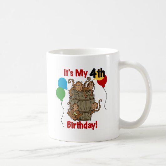 サルの樽4歳の誕生日 コーヒーマグカップ (右)