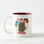 サルの樽4歳の誕生日 ツートーンマグカップ (左)