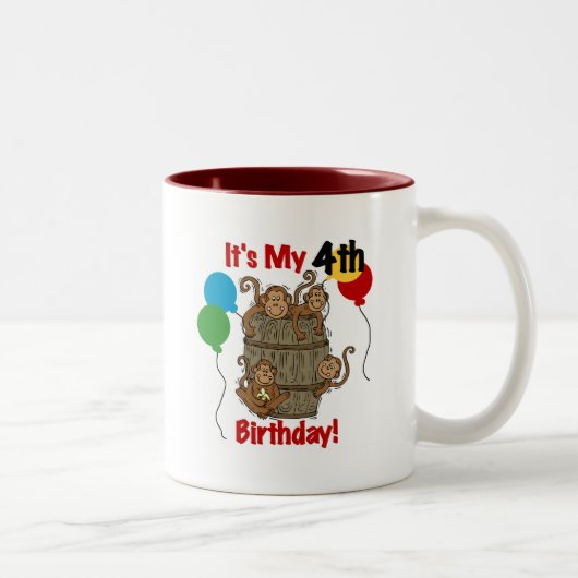 サルの樽4歳の誕生日 ツートーンマグカップ (右)