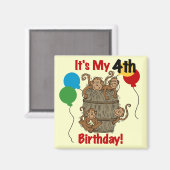 サルの樽4歳の誕生日 マグネット (正面/裏面)