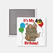 サルの樽4歳の誕生日 マグネット (正面/裏面)