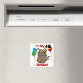 サルの樽4歳の誕生日 マグネット (インサイチュ (食洗機))