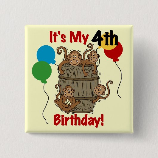 サルの樽4歳の誕生日 缶バッジ (正面)