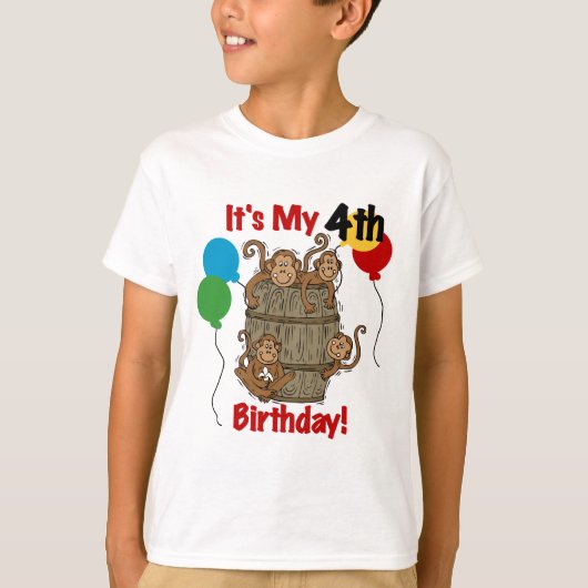 サルの樽4歳の誕生日 Tシャツ (正面)
