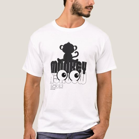 サルの目が何でもキャッチ | 奇妙な類人猿デザイン Tシャツ (正面)