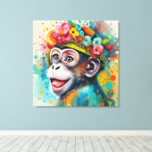 サルの笑顔 キャンバスプリント (インサイチュ (ウッドフロア))
