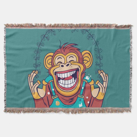 サルの笑顔 スローブランケット (正面)