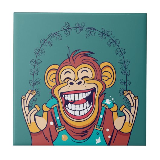 サルの笑顔 タイル (正面)