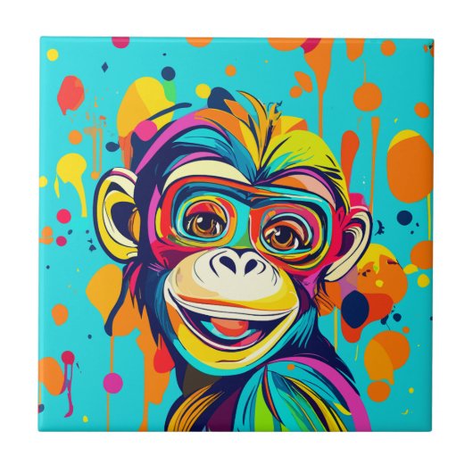 サルの笑顔 タイル (正面)