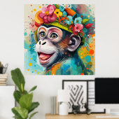 サルの笑顔 ポスター (ホームオフィス)