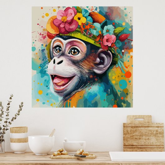 サルの笑顔 ポスター (キッチン)