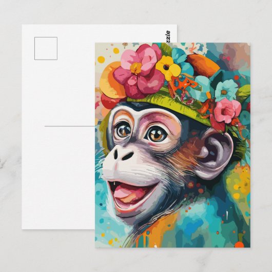 サルの笑顔 ポストカード (正面/裏面)