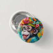 サルの笑顔 缶バッジ (正面&裏面)