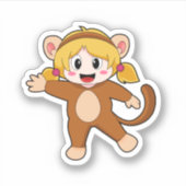 サルの衣装を着た少女 シール (正面)