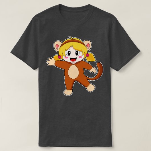 サルの衣装を着た少女 Tシャツ (デザイン正面)