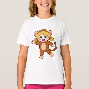 サルの衣装を着た少女 Tシャツ