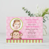 サルの誕生モダン日パーティーの招待 招待状 (スタンド正面)