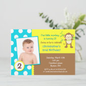 サルの誕生モダン日パーティーの招待 招待状 (スタンド正面)