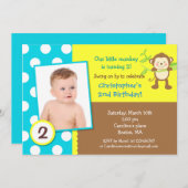 サルの誕生モダン日パーティーの招待 招待状 (正面/裏面)