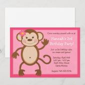 サルの誕生日パーティーへの招待 招待状 (正面/裏面)