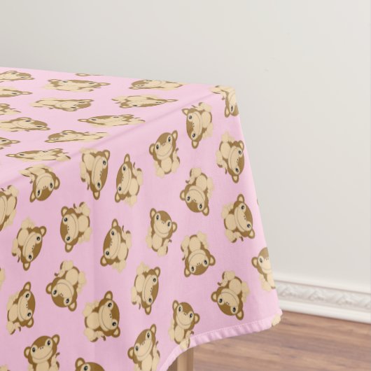 サルの誕生日パーティーピンク テーブルクロス (インサイチュ)