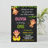 サルの誕生日招待ガール1歳の誕生日パーティー 招待状 (スタンド正面)