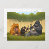 サルの郵便はがきの水差しバンド ポストカード (正面/裏面)