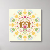 . .サルの靴下を愛するフォーク園 キャンバスプリント (正面)