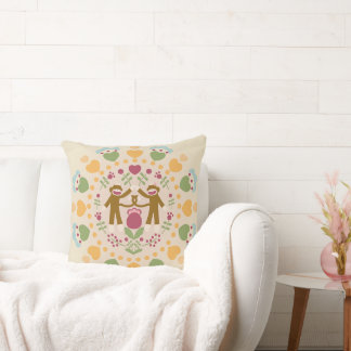 . .サルの靴下を愛するフォーク園 クッション