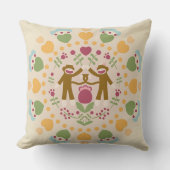 . .サルの靴下を愛するフォーク園 クッション (正面)