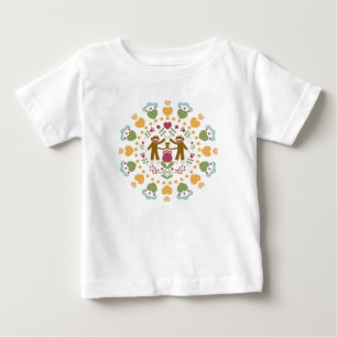 . .サルの靴下を愛するフォーク園 ベビーTシャツ