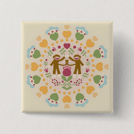 . .サルの靴下を愛するフォーク園 缶バッジ