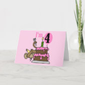 サルの4歳の誕生日Tシャツと贈り物 カード (正面)