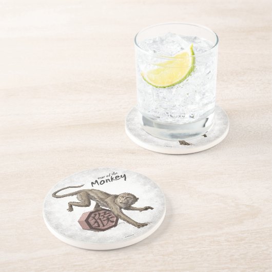 サルの〔占星術の〕十二宮図アート中国のの年 コースター (側面)